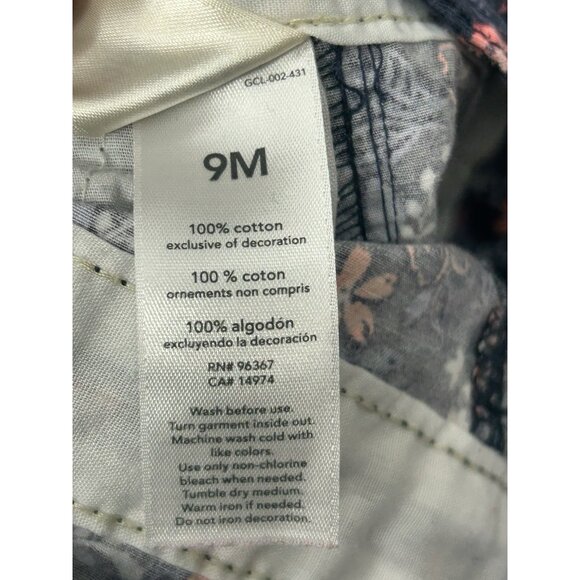 OshKosh B’Gosh Floral Bib Overalls Navy Pink Girls 9 Month Cotton Country - Picture 7 of 8